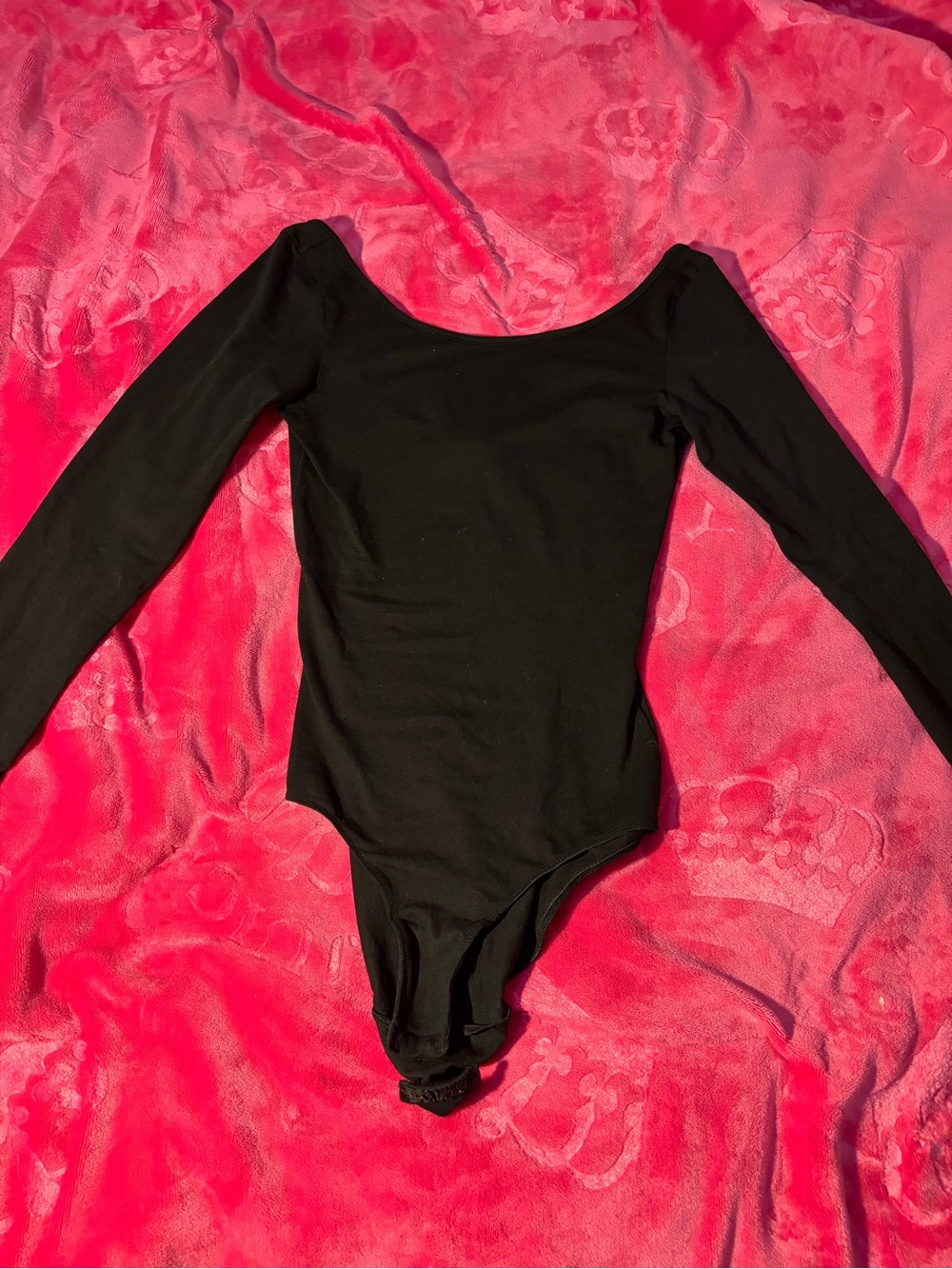 H&M Black Long-Sleeve Scoop Neck Bodysuit